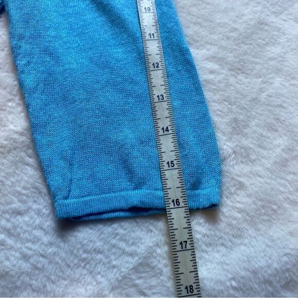 J. Jill Robin Egg Blue Linen Blend 3/4 Sleeve Cardigan Sweater Size Medium - Picture 12 of 12